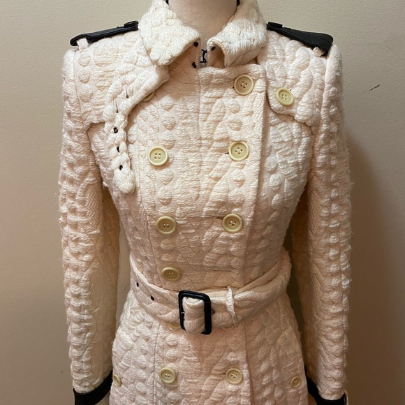 Burberry prorsum runway knit effect white ivory trench coat - Picture 7 of 16